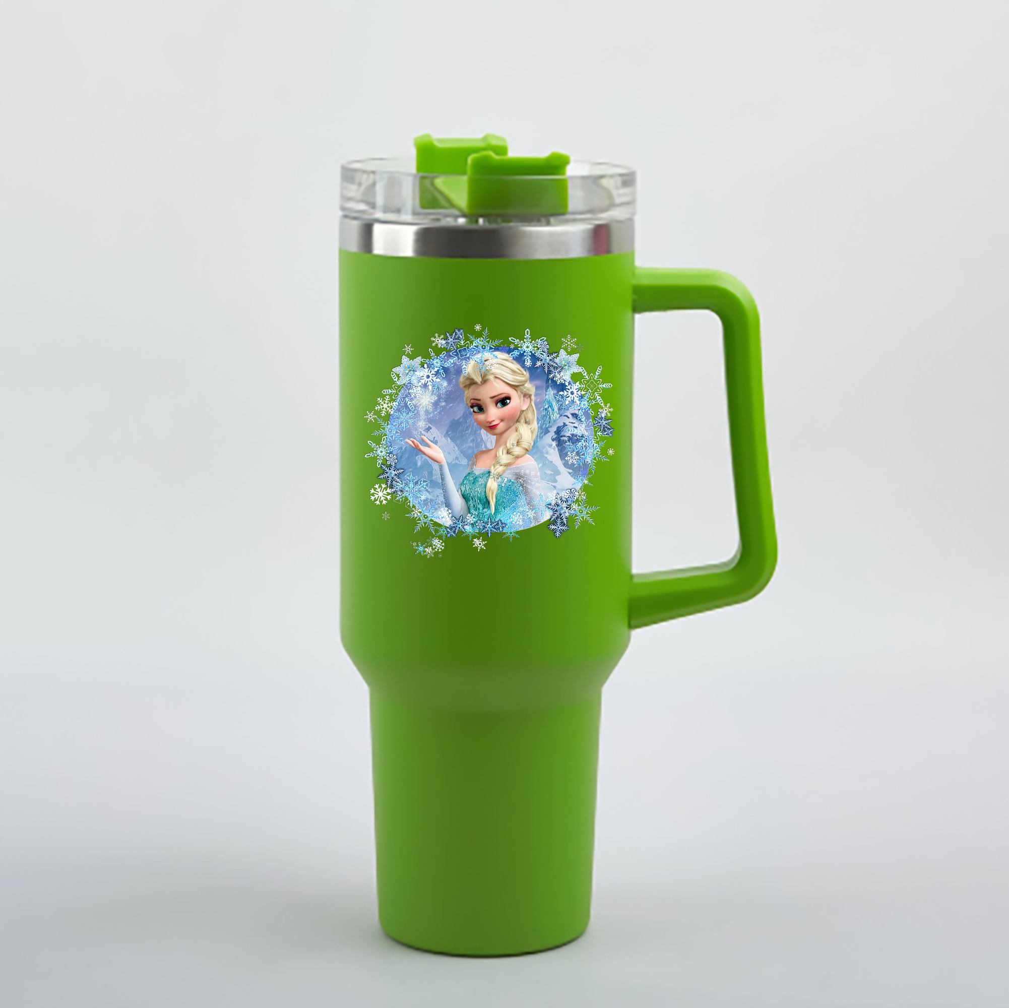 （画像用） アナと雪の女王 アンナ エルサ Frozen Anna Elsa 1200mL車用タンブラー - クリスタルステッカー（プラスチックストロー付き）